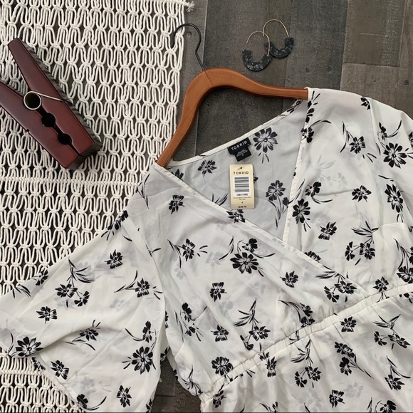 torrid Tops - Torrid Lily Georgette Floral Faux Wrap Top